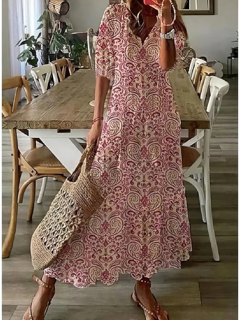 VESTIDO BOHO CON COBERTURA PARA EL ABDOMEN