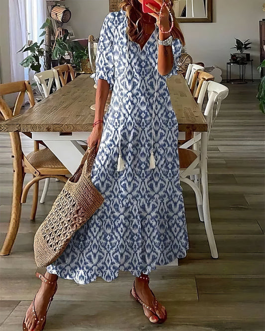 VESTIDO BOHO CON COBERTURA PARA EL ABDOMEN