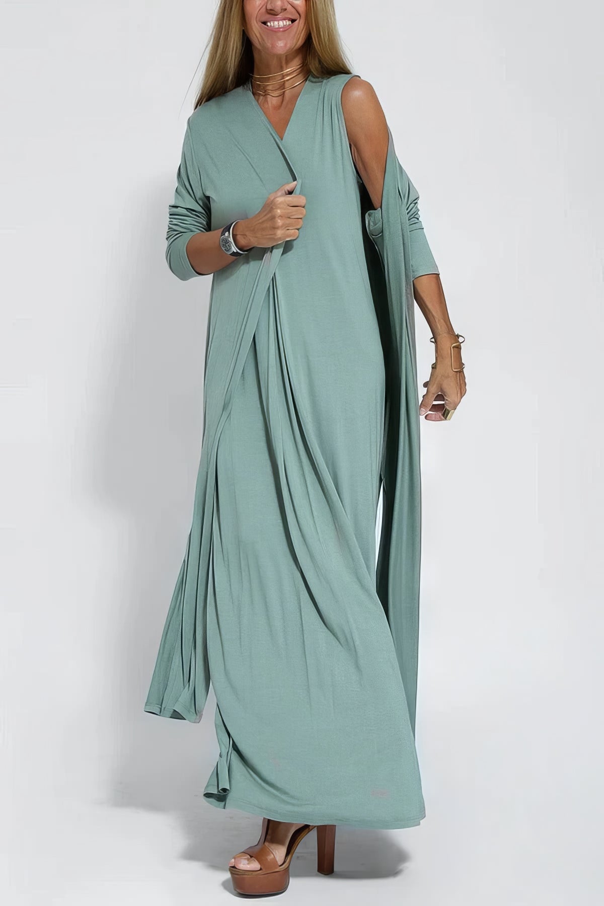 VESTIDO LARGO BELÉN + CÁRDIGAN A JUEGO DE REGALO