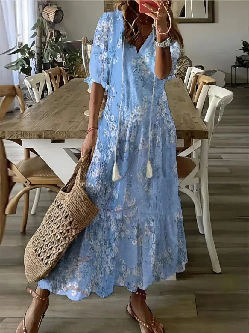 VESTIDO BOHO CON COBERTURA PARA EL ABDOMEN